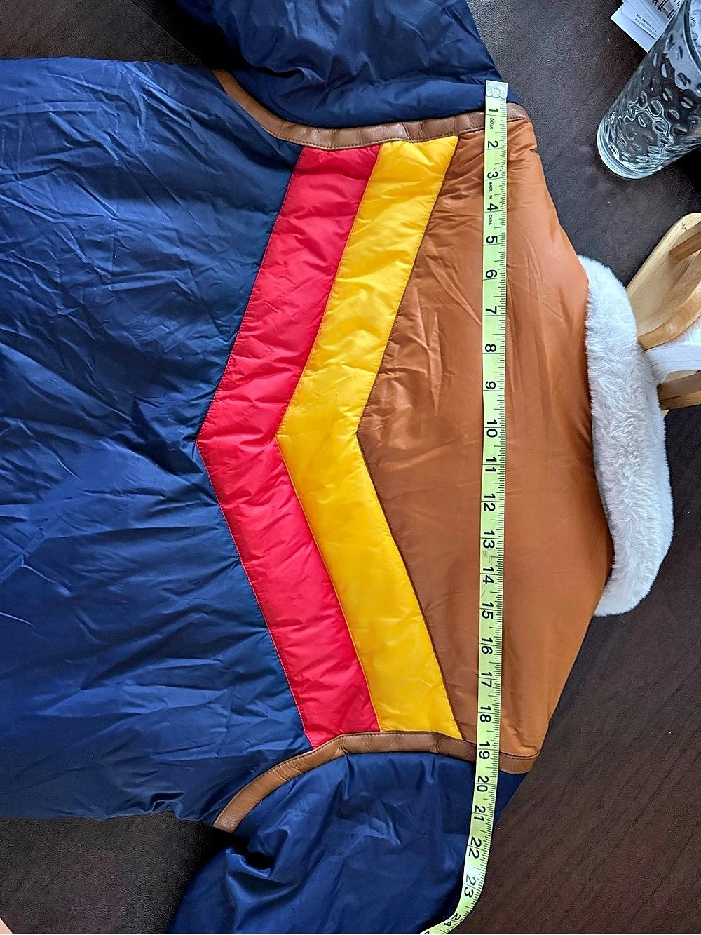 MOTHER The Peak Puffer Jacket Color Block Blue & Orange - Picture 5 of 6